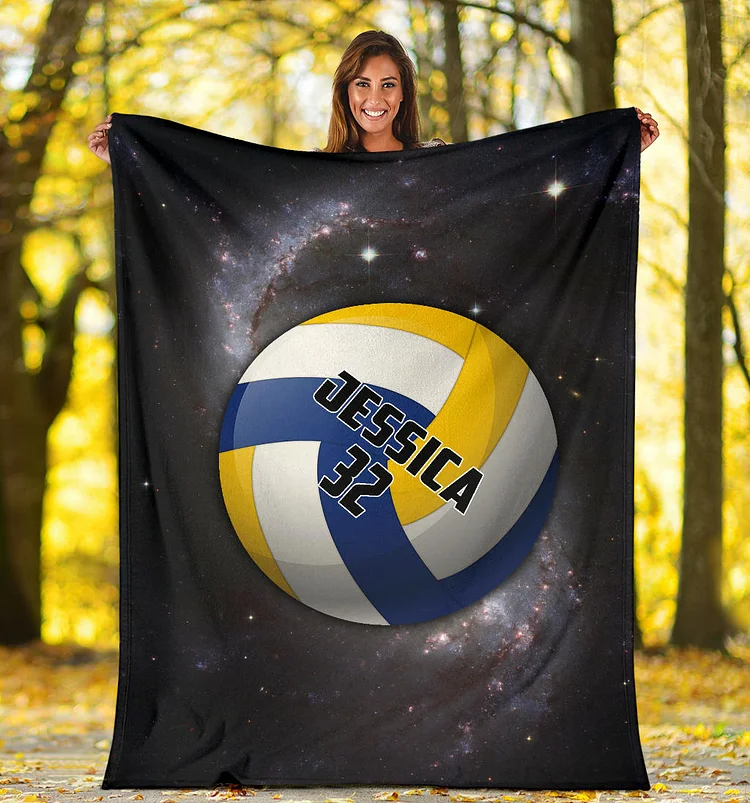 Personalized Volleyball Blanket, Volleyball Girl Sherpa Fleece Blanket | BKKid515