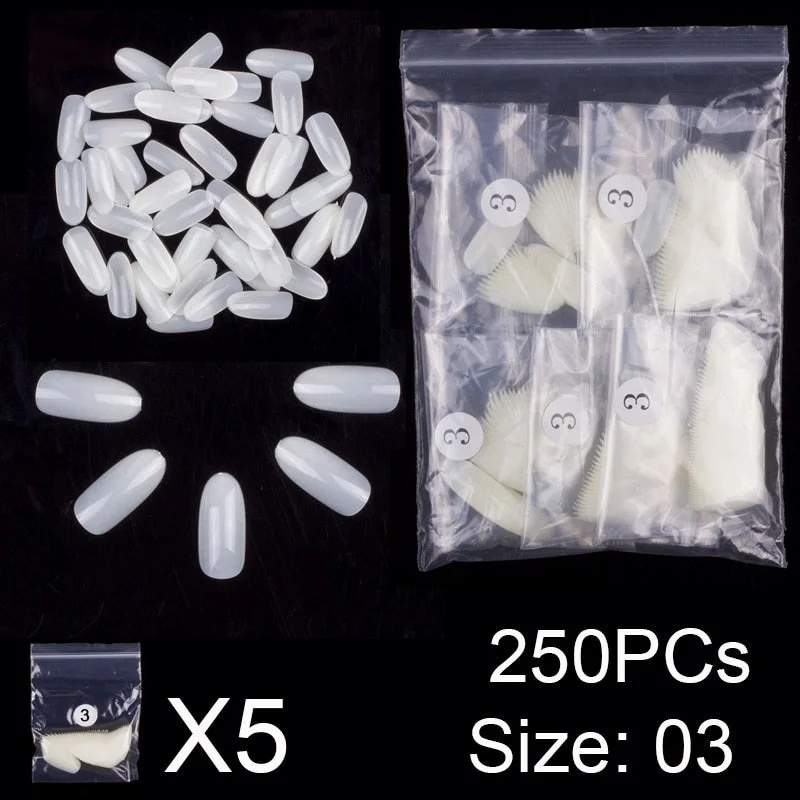 250 PCS Same Size Fake Nails Oval Shape False Nail Tips For Drawing Nail Design Acrylic Full Nails Art Size 0 1 2 3 4 Available-Nail Inspo