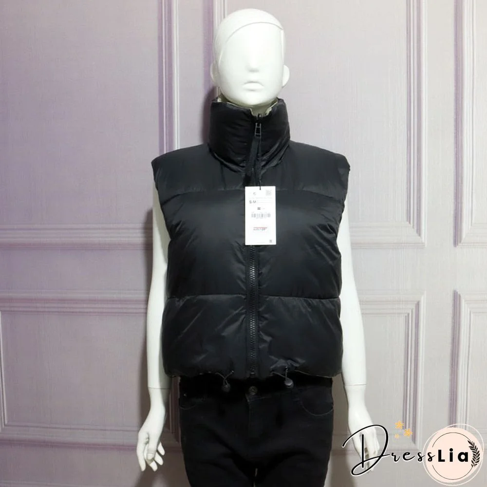 Autumn Winter Women Fashion Double-Sided Jacket Coat Vintage Black Warm Sleeveless Cotton Outwear Female Casual Short Tops