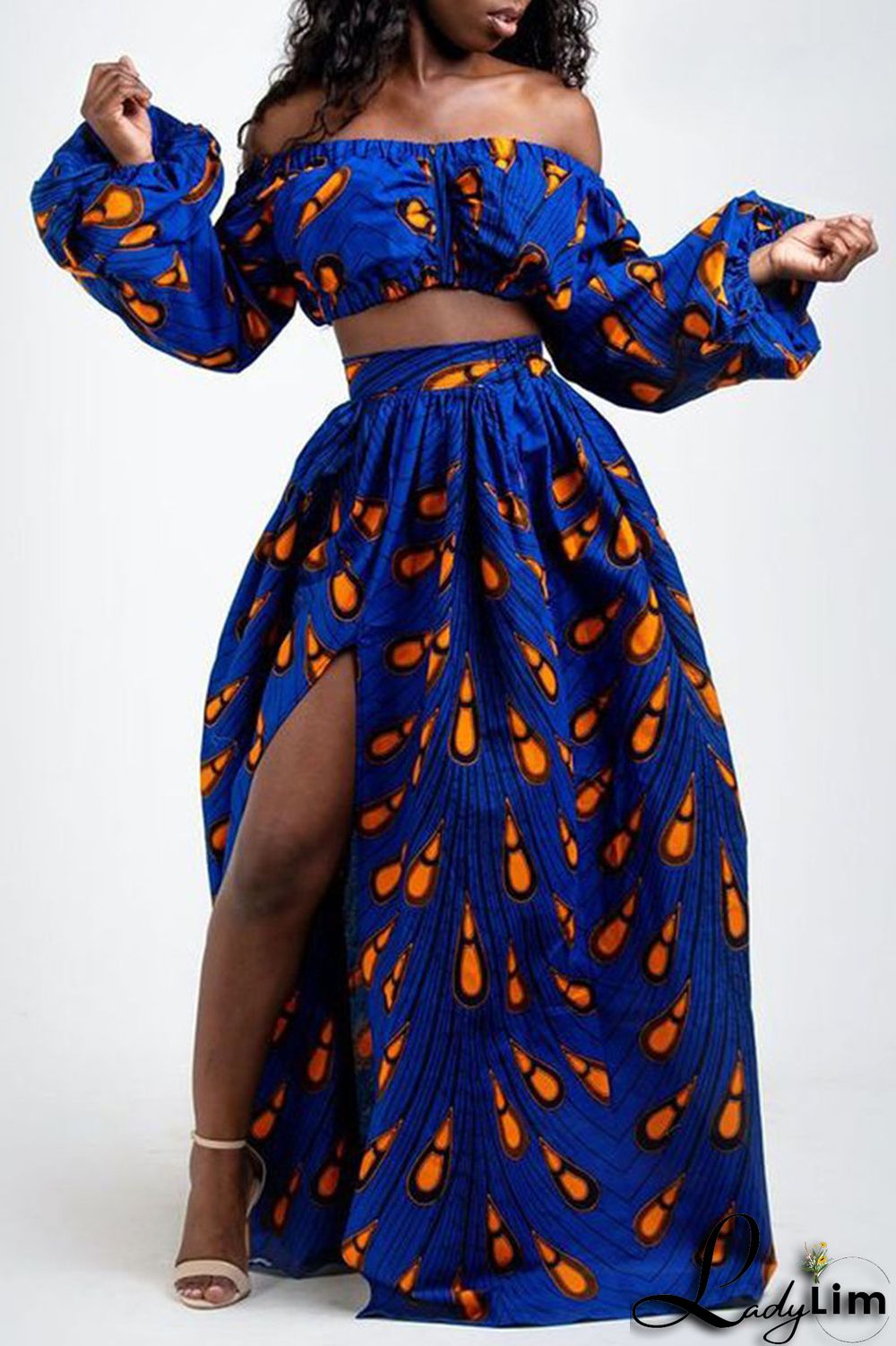 Yellow Vintage Elegant Print Patchwork Off the Shoulder Tops