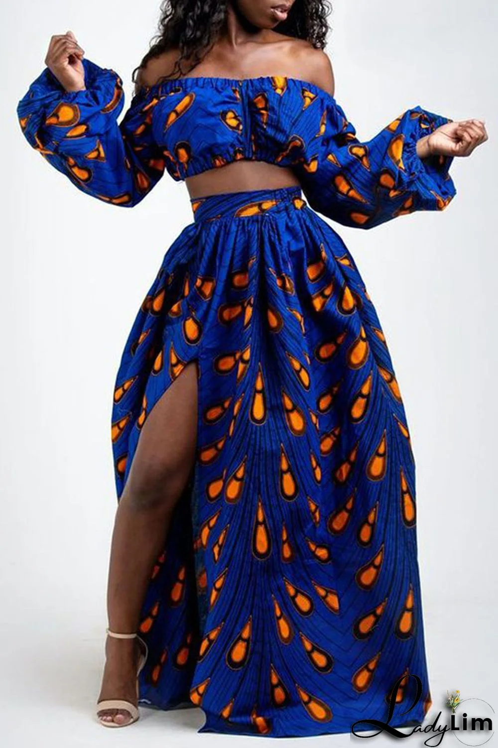 Yellow Vintage Elegant Print Patchwork Off the Shoulder Tops