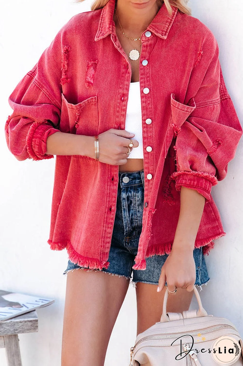 Let'S Rock It Distressed Denim Jacket