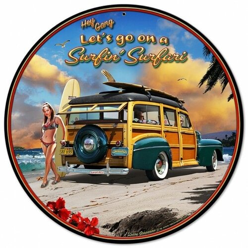 Campervan- Round Shape Tin Signs/Wooden Signs - 30*30CM