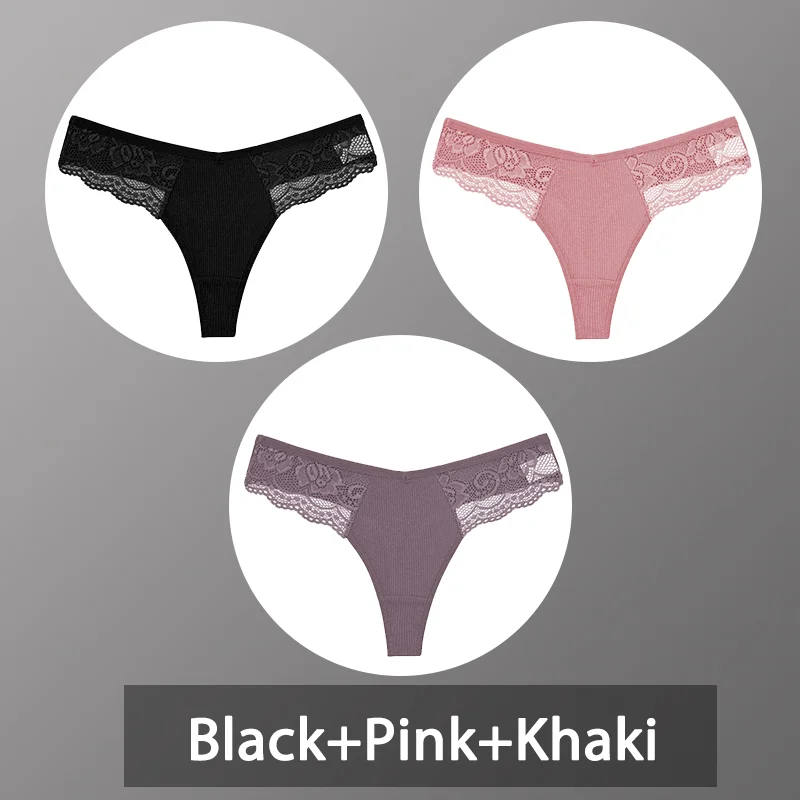 Billionm Women Cotton Panties Sexy Lace Underwear G-String Thong Perspective Hollow Out Lingerie Female Comfortable Low Waist Underpant