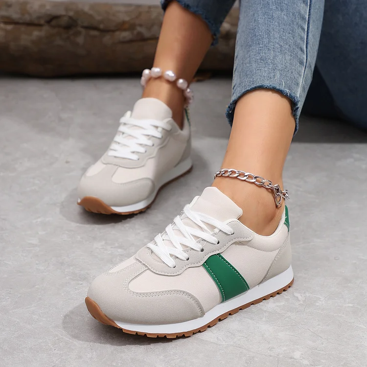 Fashion casual temperament flat lace color matching casual shoes women  1688 Stunahome.com
