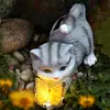 Cat Solar Garden Statue Solar Garden Statue Cat Housewarming Gift for Yard Patio
