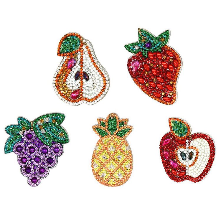 5pcs DIY Full Drill Special Shaped Diamond Painting Fruit Keychains Bijoux