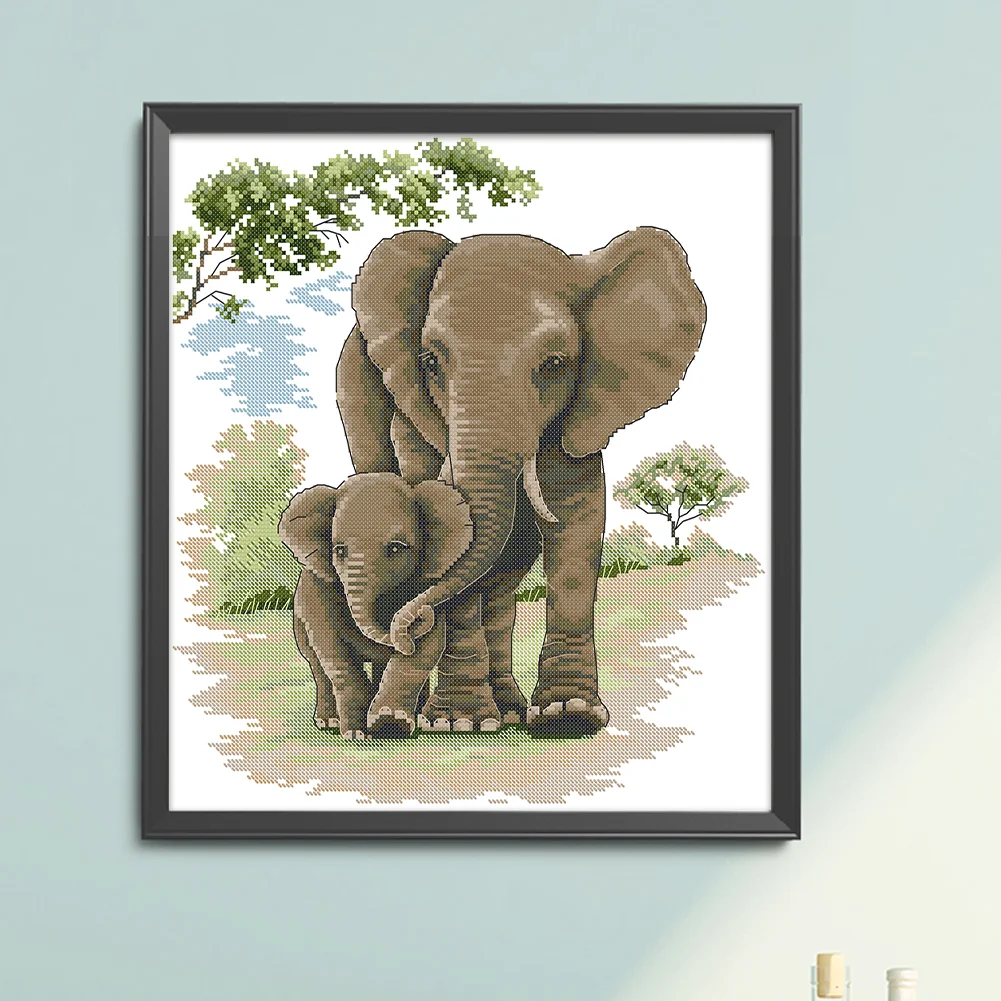 14CT Full Stamped Cross Stitch - Mother Child(Canvas|35*38CM)