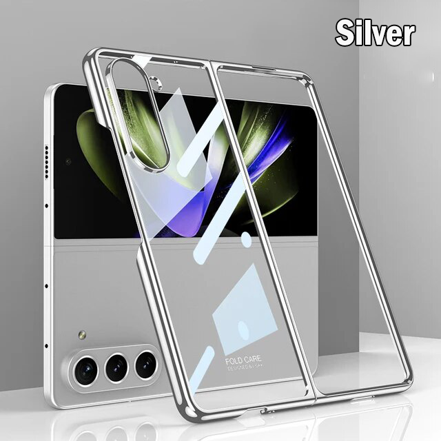 Suitable for Samsung Galaxy Z Fold 3/4/5 mobile phone case electroplated folding shockproof all-inclusive protective hard mobile phone case