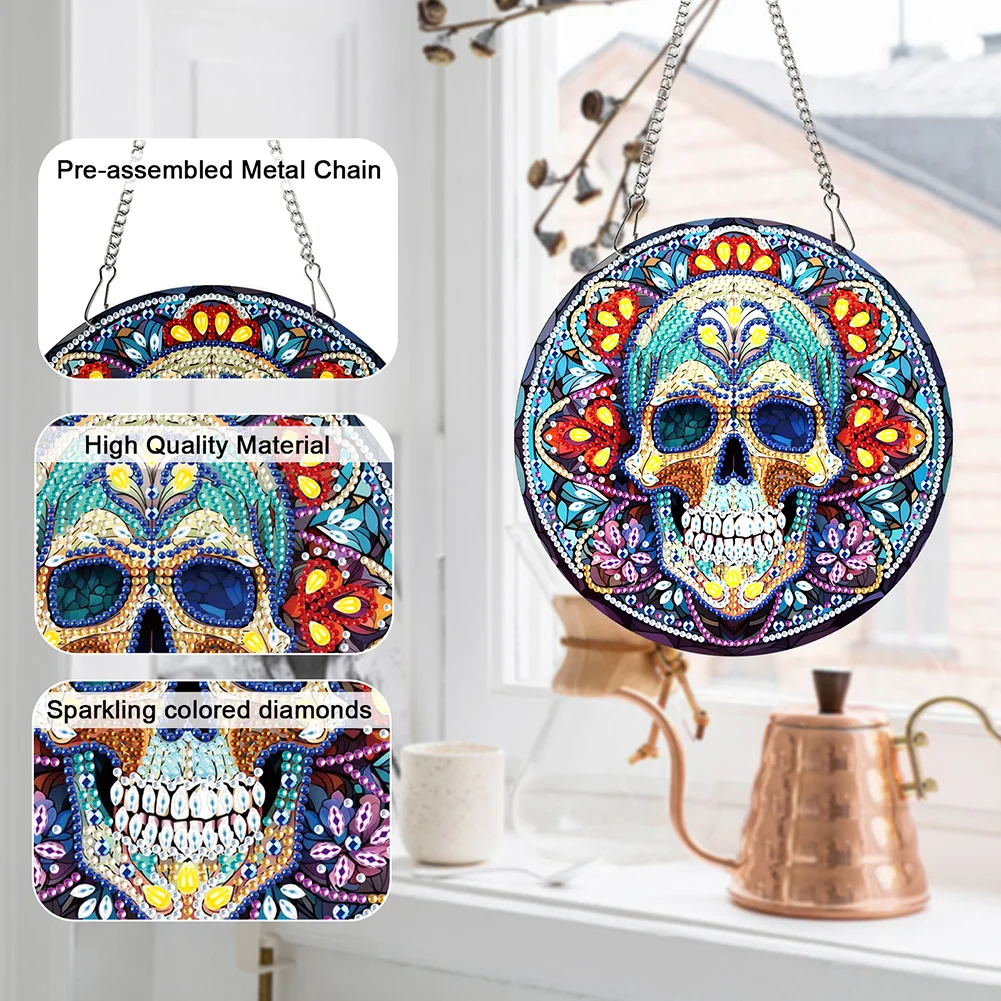 DIY Halloween Skull Acrylic Single Side Special Shaped Diamond Art Painting Garland Kit