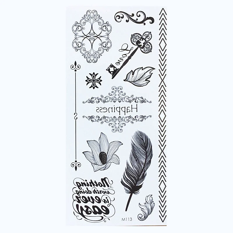 Temporary English Word Tattoo Stickers Black Letters Body Art Tattoos Sticker Waterproof For Temporary Tattoos