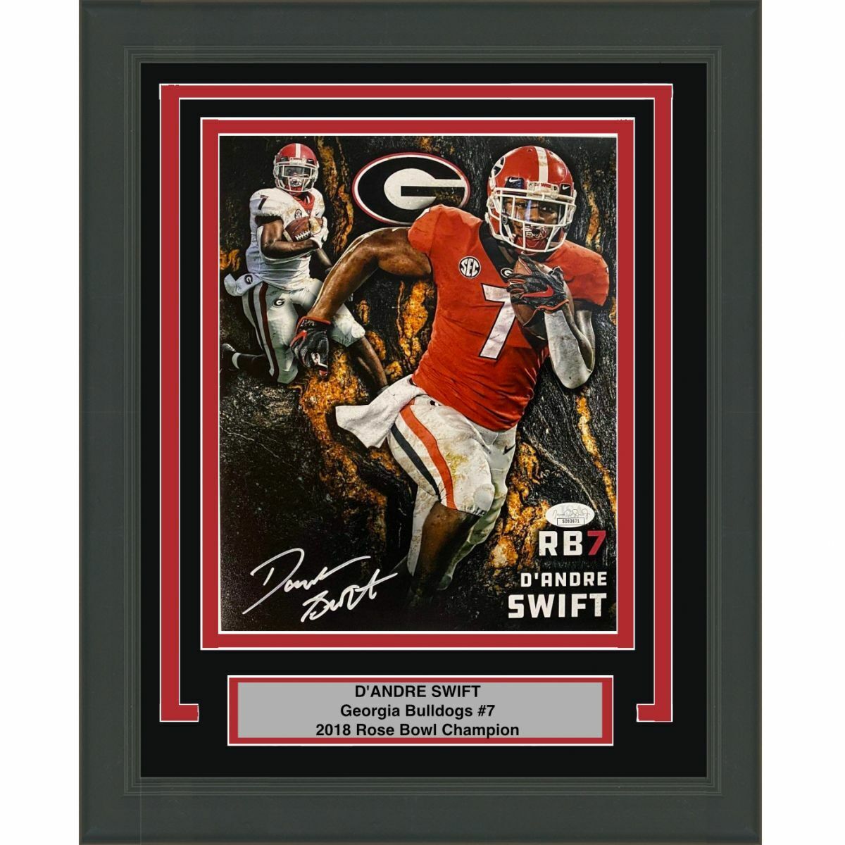 FRAMED Autographed/Signed D'ANDRE SWIFT Georgia Bulldogs 8x10 Photo Poster painting JSA COA #3