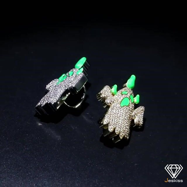 Luminous Ghost Iced Out Bling Gold/Silver CZ Stone Pendants