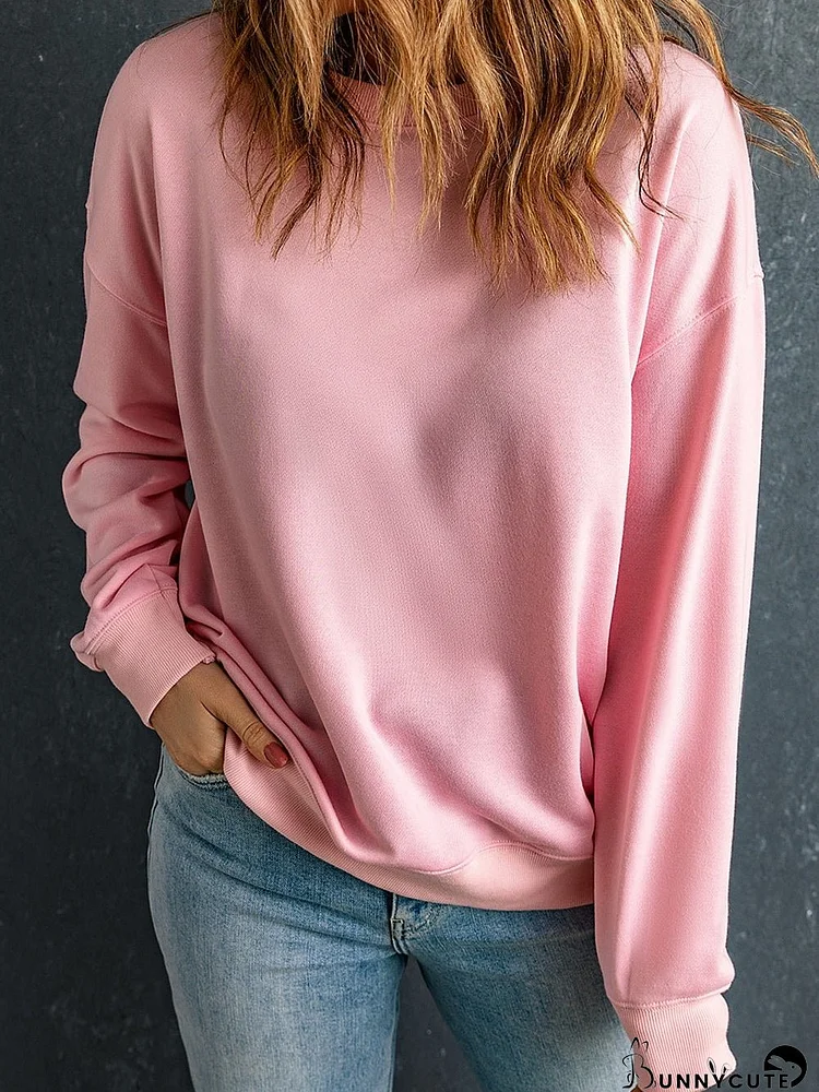 Pink Cozy Casual Crewneck Sweater With a Chic Twist