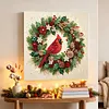 Christmas DIY Special Shape Diamond Painting Pearl Art With Inner Frame Kit 25x25cm(Wreath-wearing Cardinal)