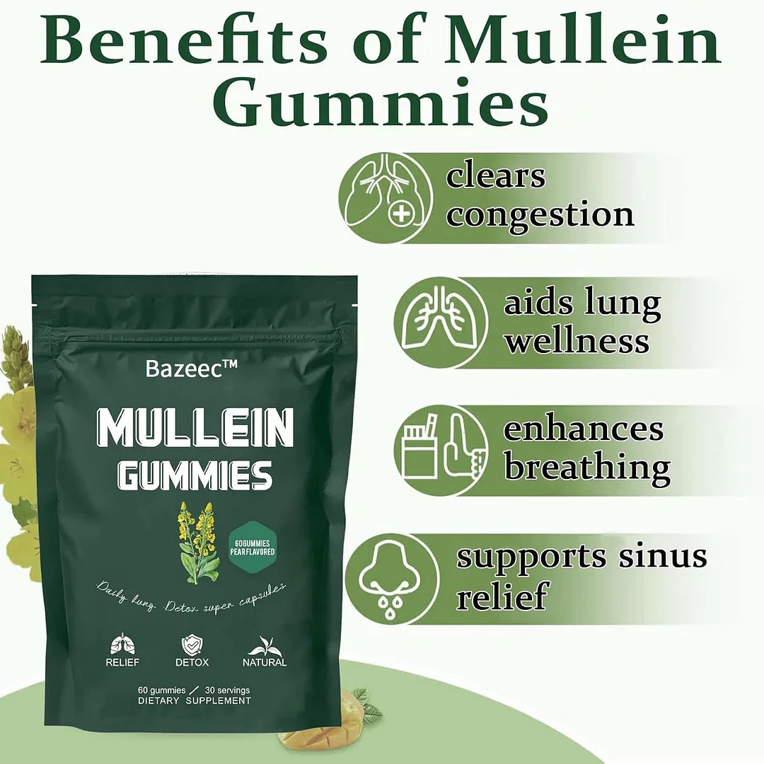 Mullein Gummies | Lung Health & Sinus Relief (30 Day Supply)