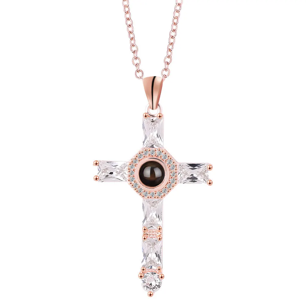 New Viral Cross Projector Picture Custom Personalized Photo Necklace wetirmss