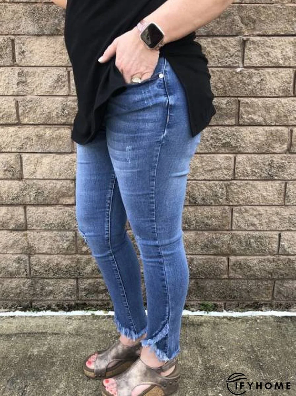 Blue Denim Plain Sexy Jeans | IFYHOME