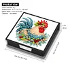5D DIY PU Diamond Art Note Box with 160 Sheets Paper Memo Pad Holder (Chicken)