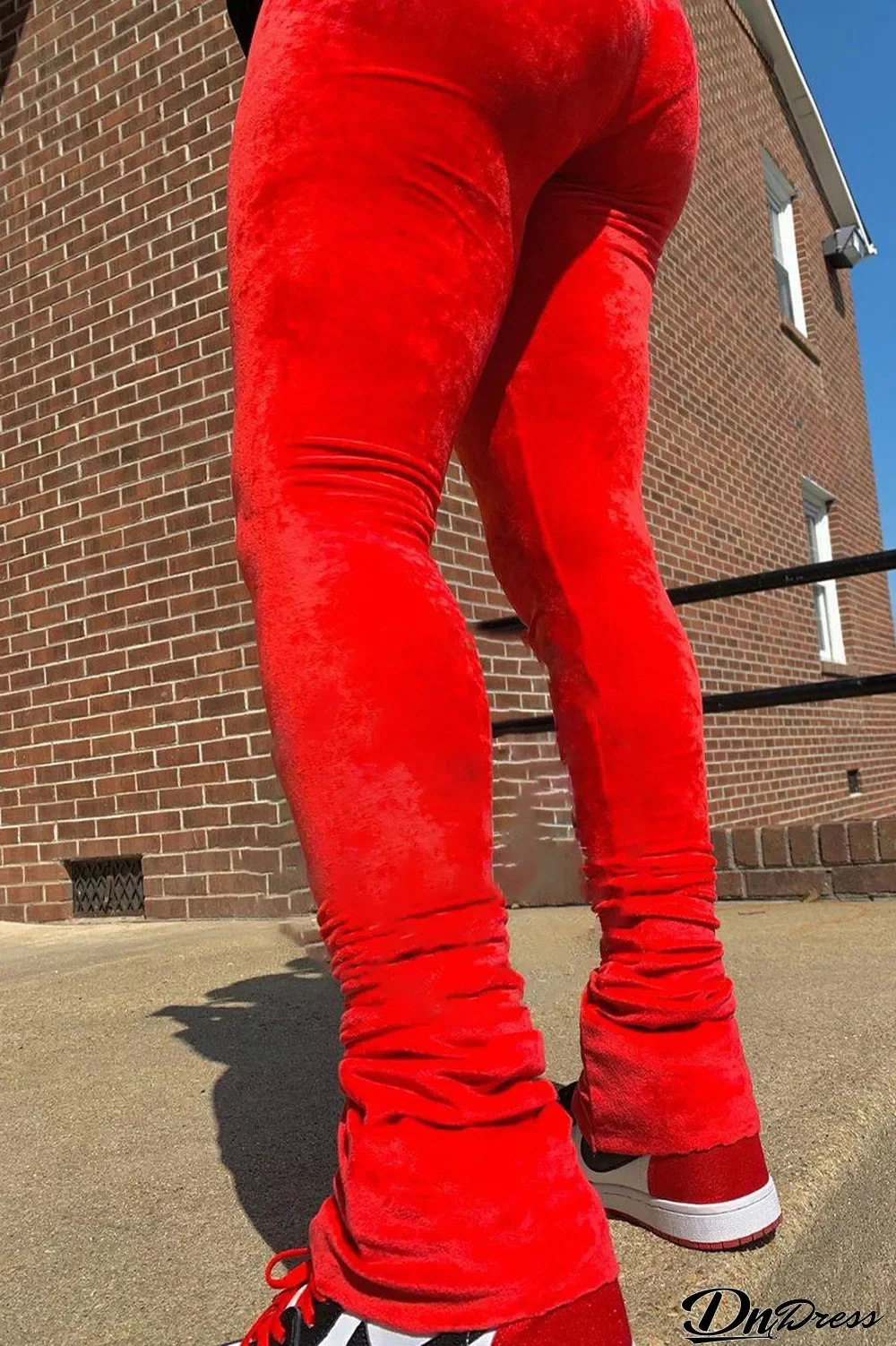 Red Daily Solid Fold Skinny Bottoms