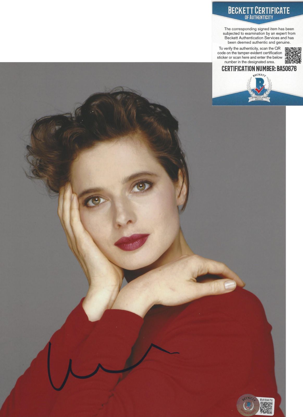 ISABELLA ROSSELLINI SIGNED 'BLUE VELVET' 8x10 MOVIE Photo Poster painting F BECKETT COA BAS