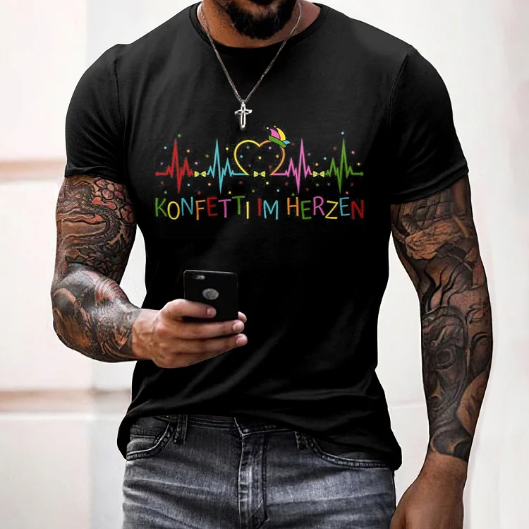 Simpfit T-Shirt mit Rundhalsausschnitt und Vintage-Köln-Muster