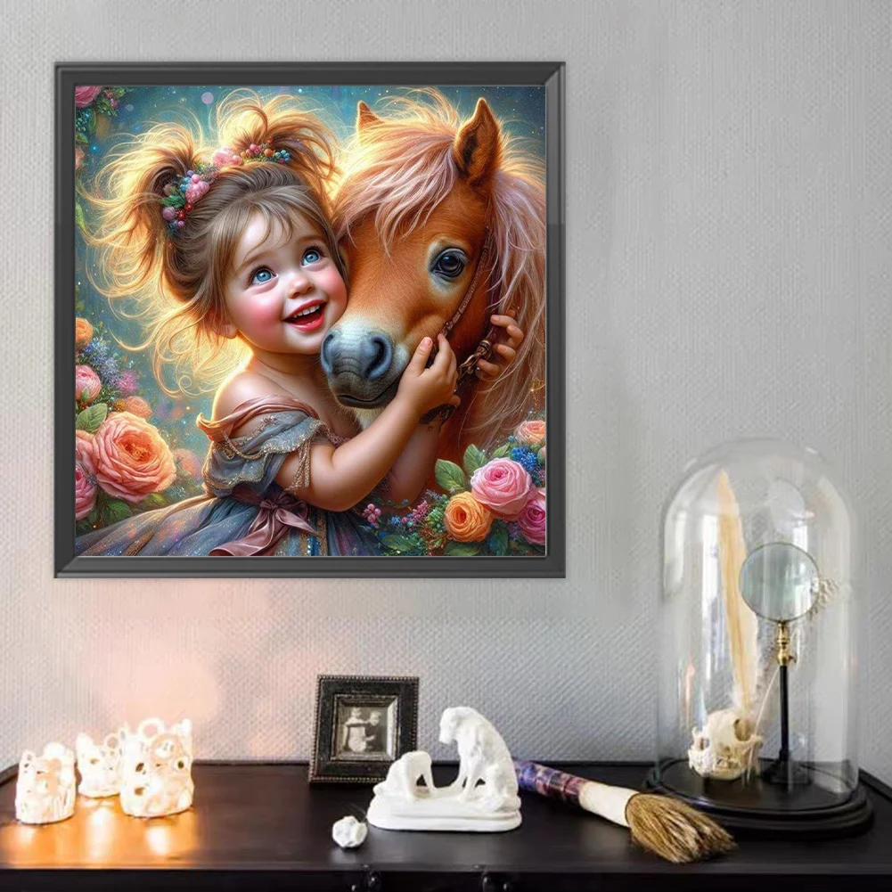 Diamond Painting - Full Round Drill - Horse Girl(Canvas|40*40cm)