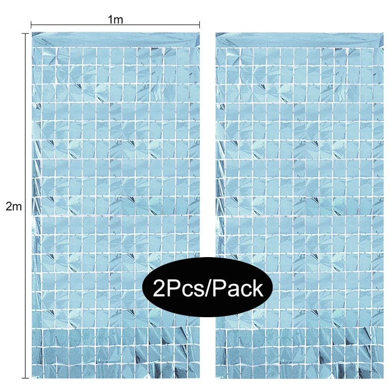 2Pack Party Backdrop Metallic Foil Fringe Tinsel Curtain Adult Kids Birthday Party Wedding Decoration Baby Shower Favor Supplies