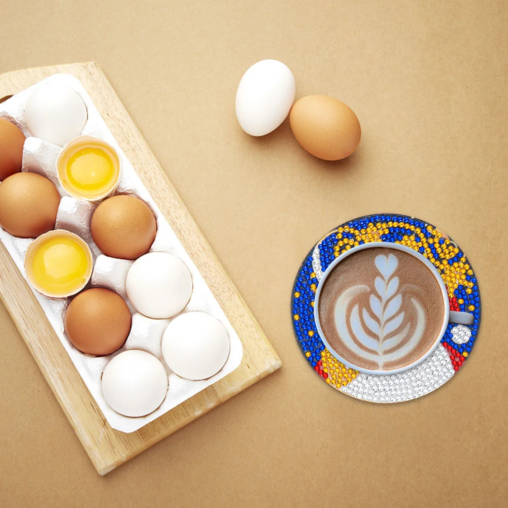 6pcs DIY Point Drill Coaster Christmas Style with Mat Shelf Kits(Wooden)