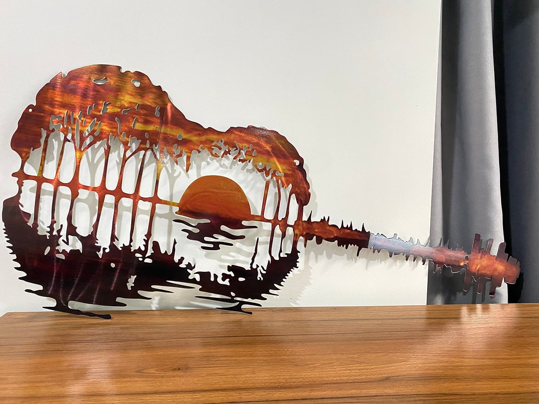 17.7" Sunset Guitar Gift Guitar Wall Art Decor for Music Lover