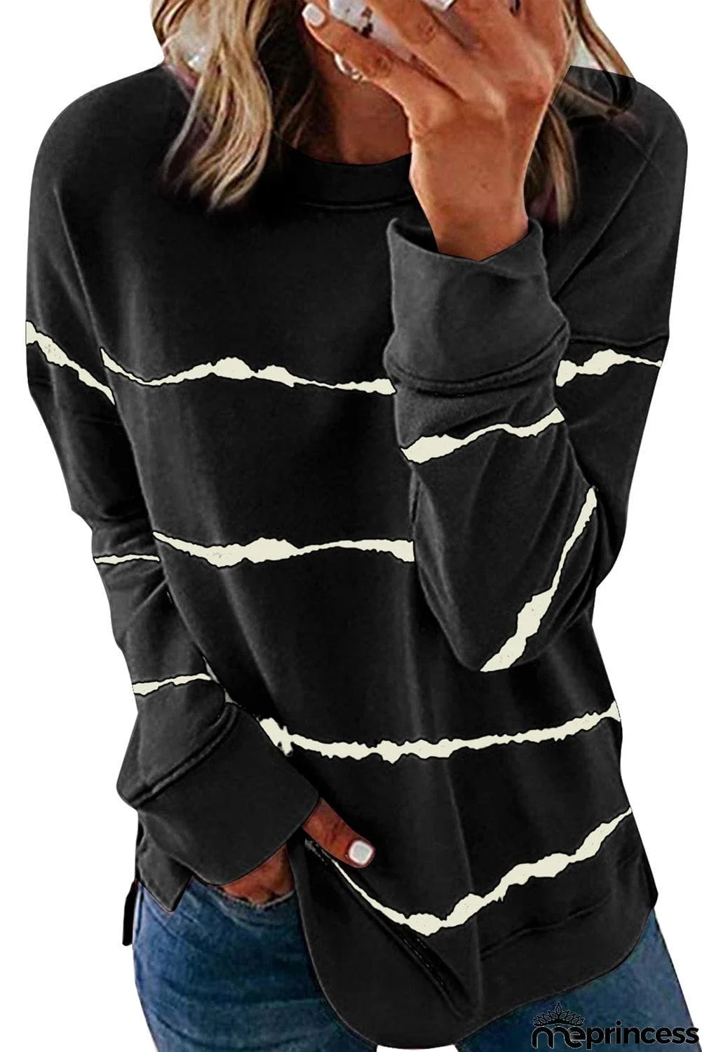 Tie-dye Stripes Black Sweatshirt