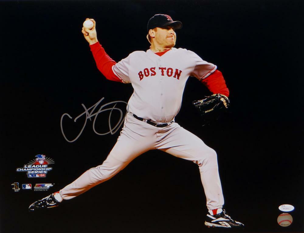 Curt Schilling Signed Boston Red Sox 16x20 Horizontal Pitching Photo Poster painting- JSA W Auth