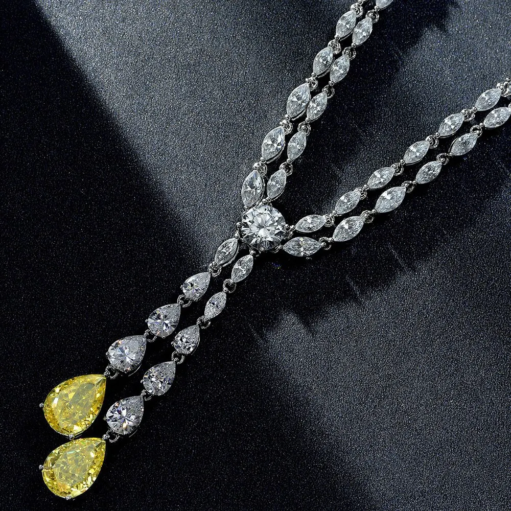 100% 925 Sterling Silver 9*13 MM Pear Cut Created Moissanite Gemstone Fashion Pendant Necklace For Women Fine Jewelry