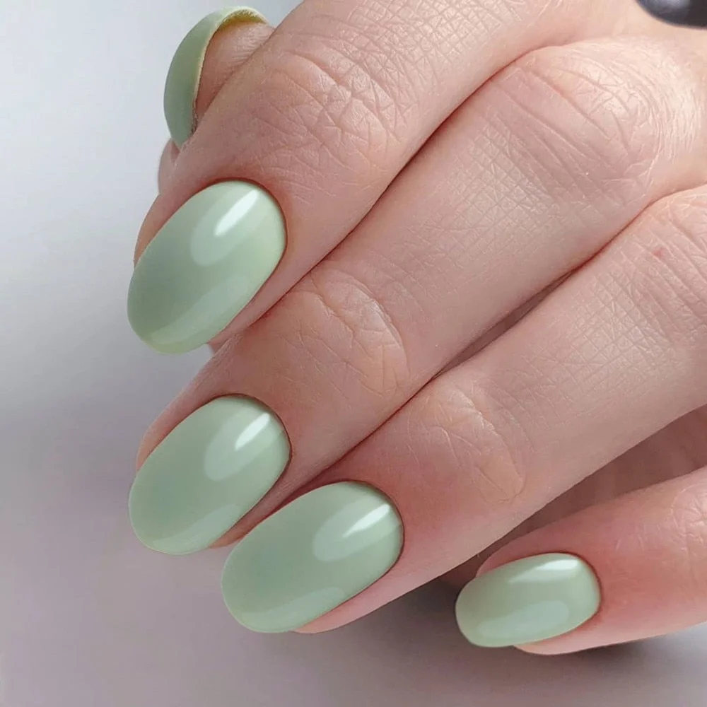 24Pcs Shiny Nude Oval Fake Nails For Children Natural Artificial Press On False Nails DIY Finger Tip Manicure Tools-Nail Inspo