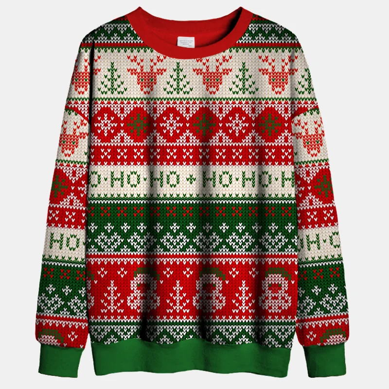 Couple Christmas Print Crew Neck Sweatshirt、、URBENIE