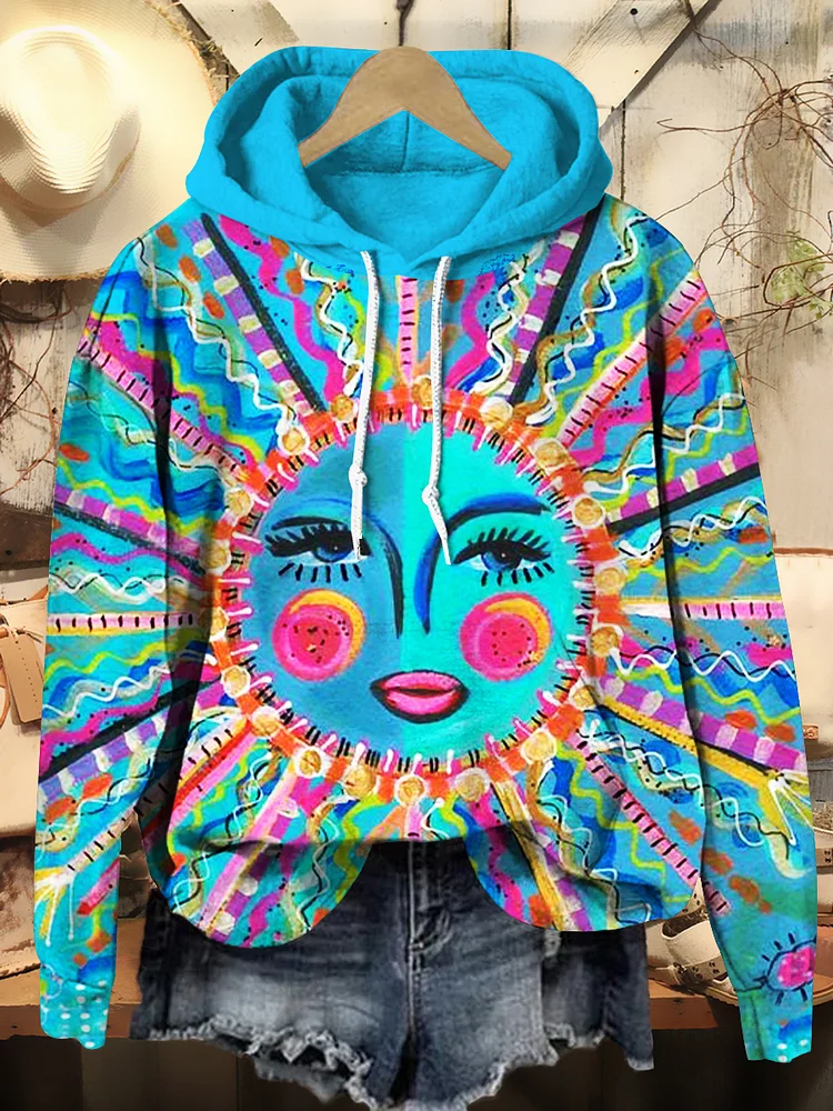 Hippie Sunflower Art Print Casual Hoodie Sweatshirt