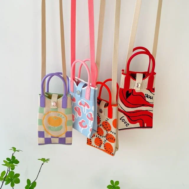 Top Handle Knit Crossbody Bag