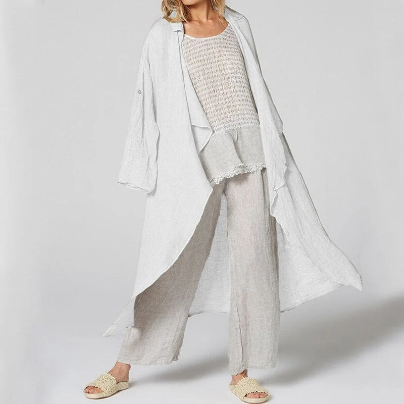 Vintage Women Kimono  Celmia  Casual Long Sleeve Blouses Female Loose Beach Long Cardigan Solid Autumn Shirts  Tops