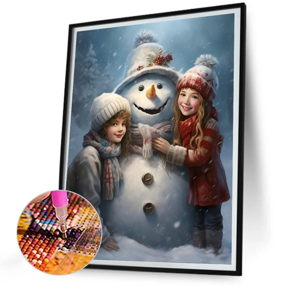 Diamond Painting - Full Round Drill - Kids Snowman(Canvas|30*40cm)