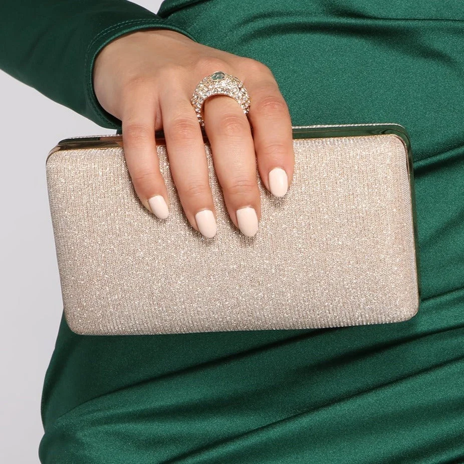Bling Clasp Glitter Mesh Evening Prom Clutch-VESSFUL