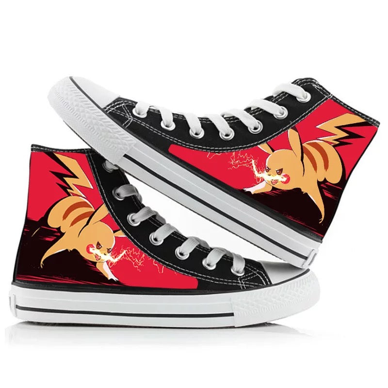 Mayoulove Anime Pocket Monster Pokemon Go Pikachu #1 High Top Canvas Sneakers Cosplay Shoes For Kids-Mayoulove