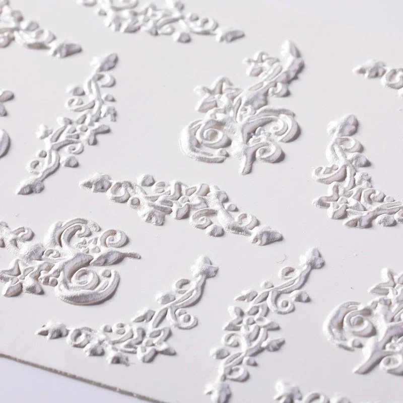 1PC Simple White Embossed Flower Lace 5D Sticker Three-dimensional Embossed Nail Art Decal Floral Butterfly Decoration
