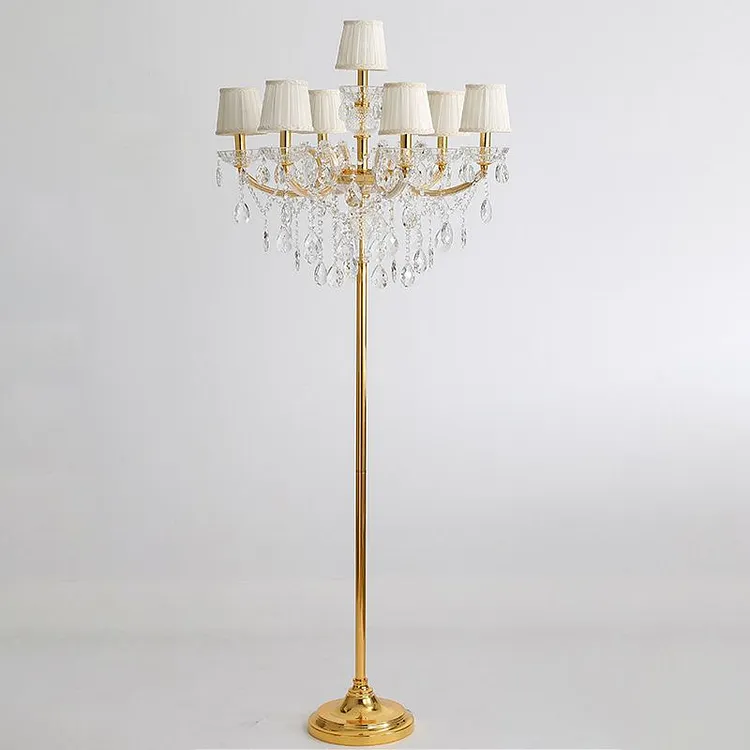 Carins pleated floor lamp, metal & fabric, 7 lights, 165CM long