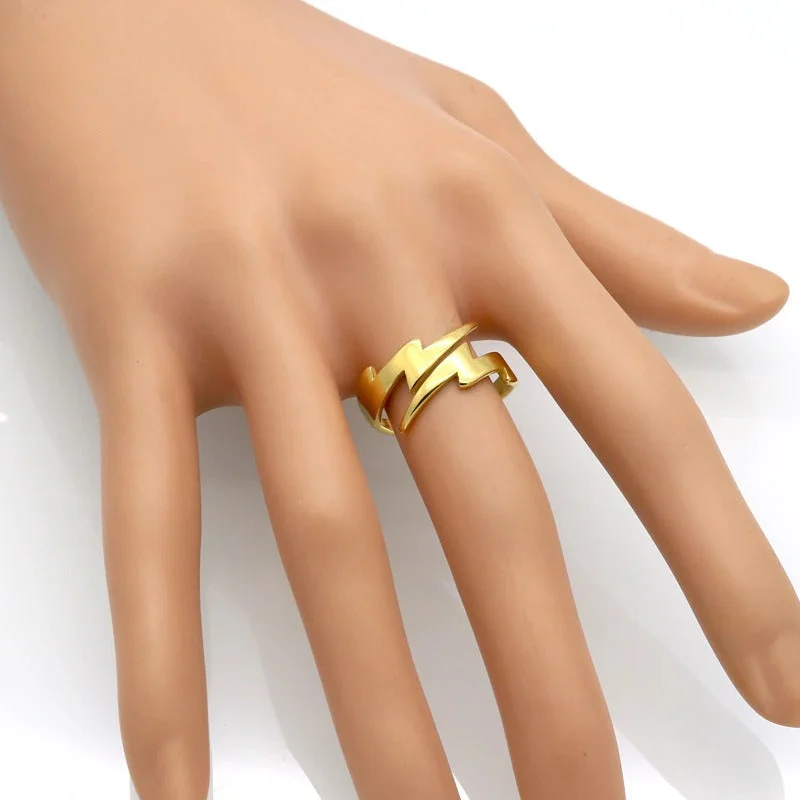 Stainless Steel Electrifying Style Lightning Bolt Rings