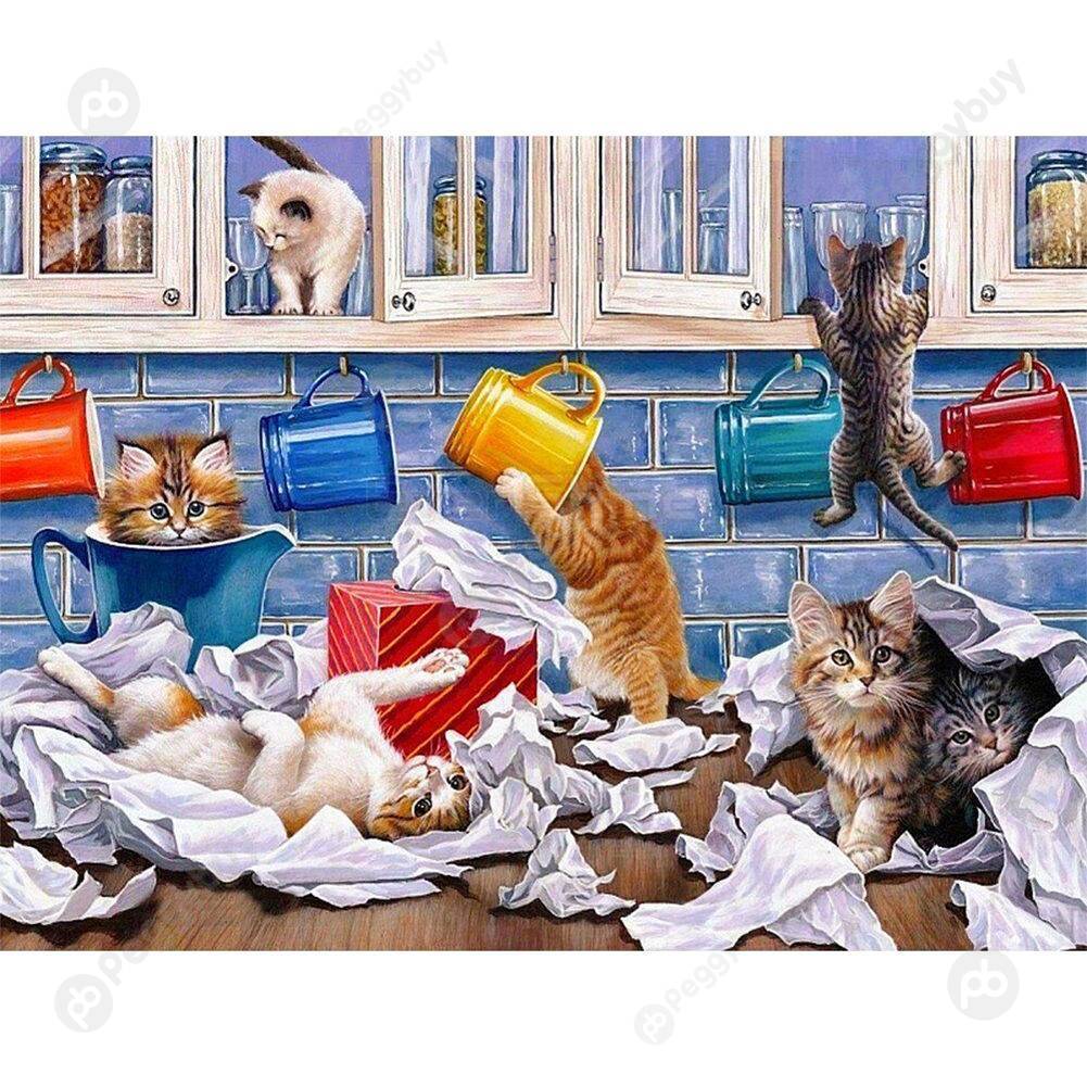 

40*50CM Paint By Numbers-Naughty Cat, 501 Original