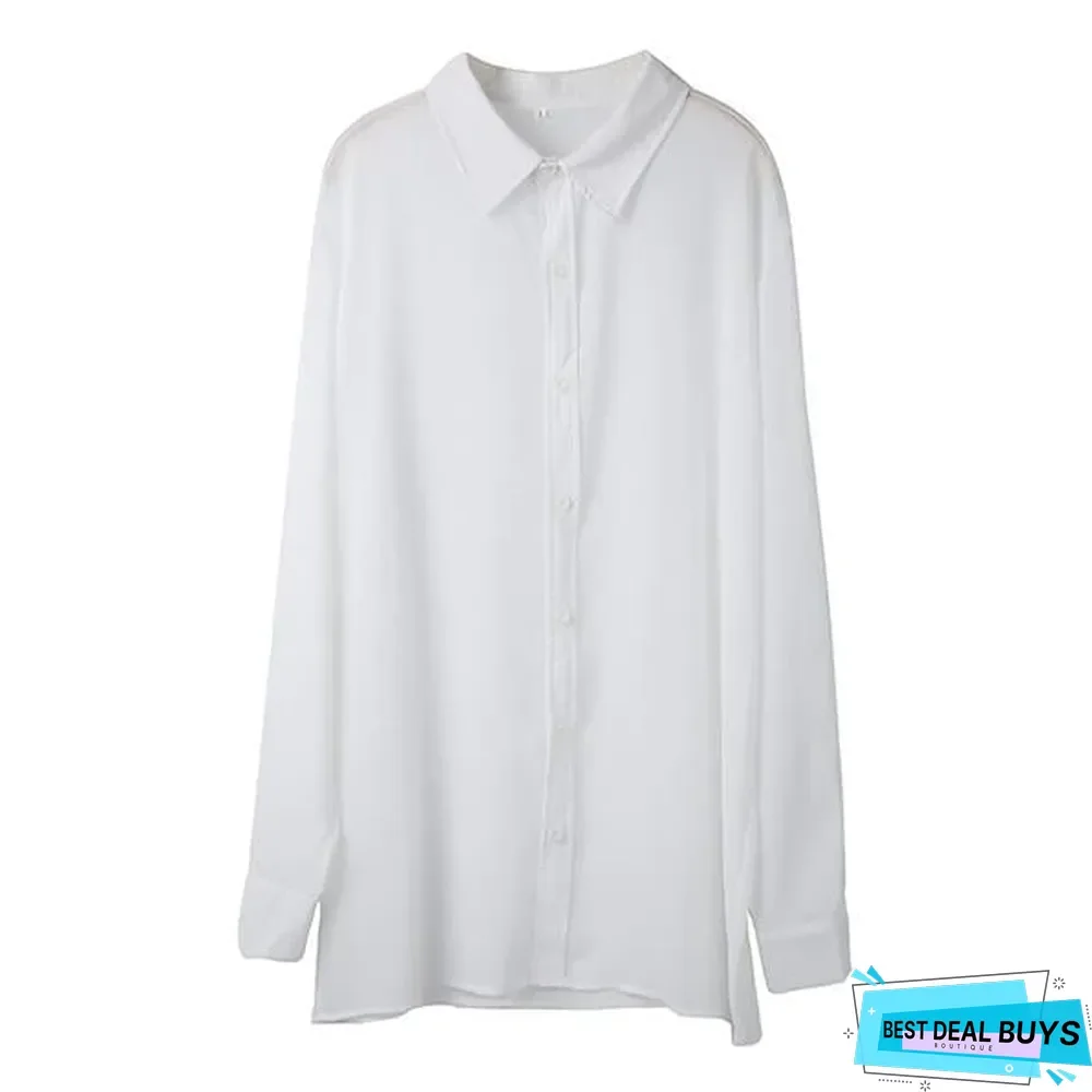 Men Casual V-Neck Solid Color Shirts