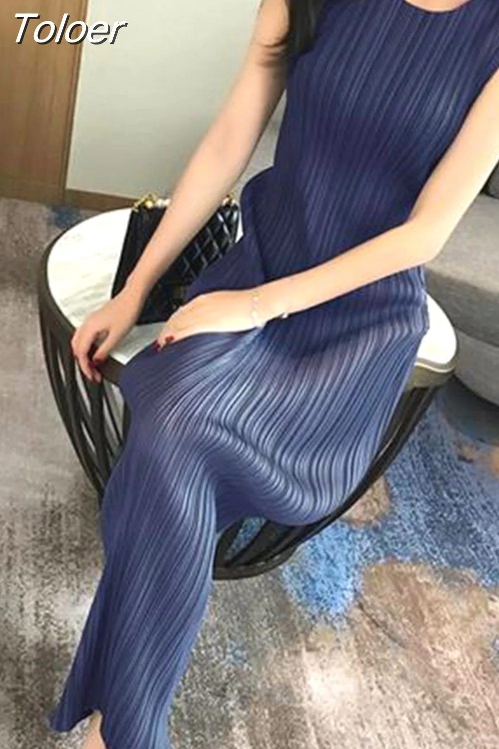 Toloer Dresses for Women Sleeveless Pleated Temperament Robe Femme 2023 Vestidos De Mujer Casual Casual Summer Korean Dress 27m697