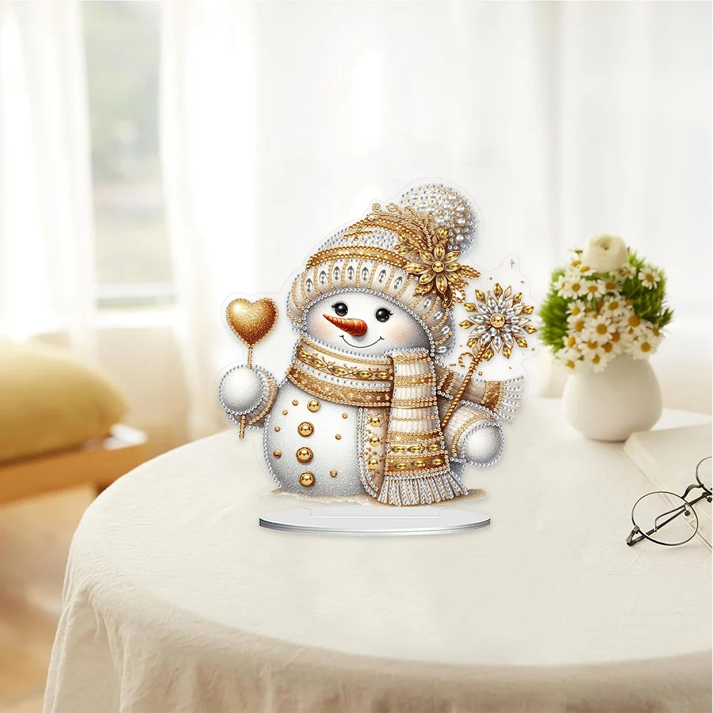 DIY Christmas Snowman Acrylic Special Shaped Decor Desktop Diamond Art Kits for Home