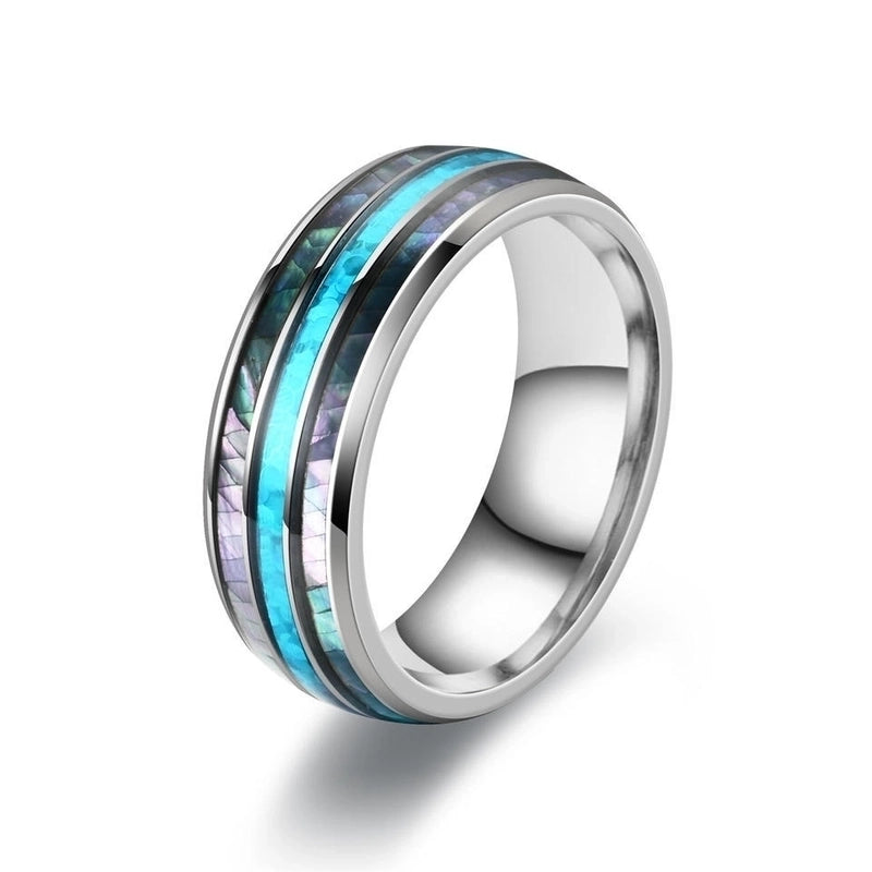 Minimalist Round Color Block Stainless Steel Unisex Rings