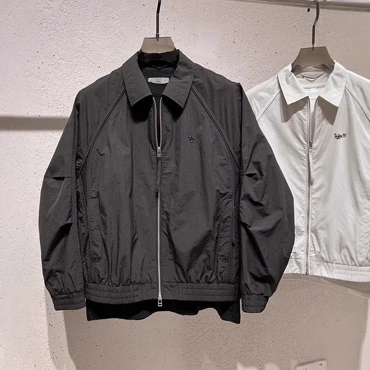Men's Casual Bomber Jacket Turn Down Collar Fall Outerwear